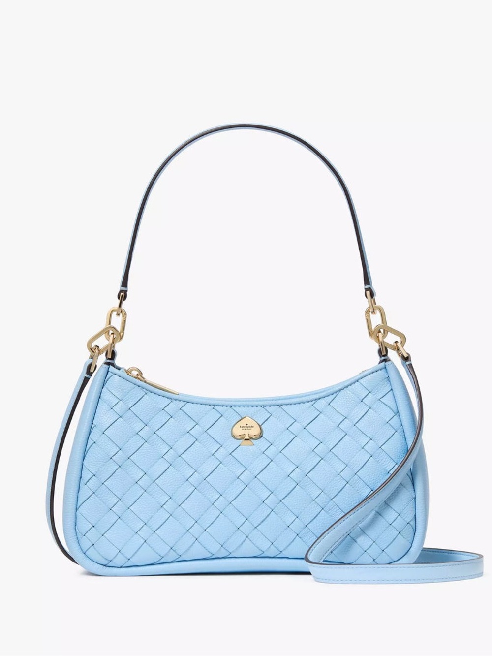 Kate Spade Kayla Light Blue Woven Leather convertible shoulder bag
